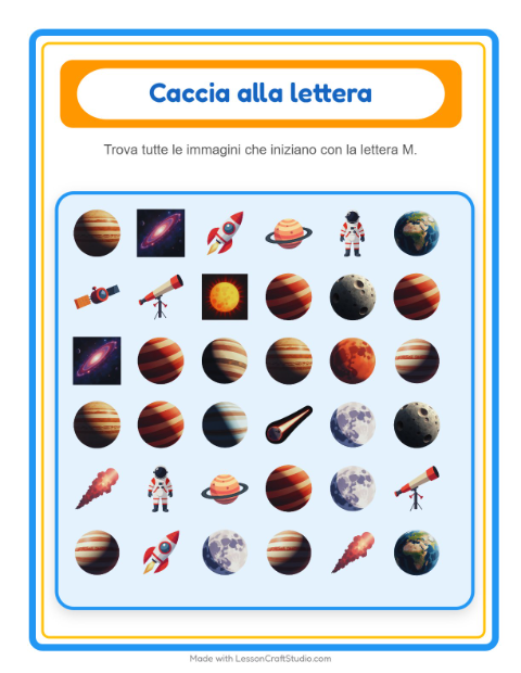 Anteprima della scheda di Trova E Conta con Spazio per Scuola dell'infanzia (3-5 anni)