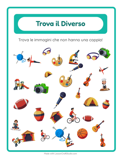 Anteprima della scheda di Trova Gli Oggetti con Attività per Scuola dell'infanzia (5-7 anni)
