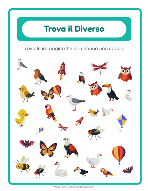 Anteprima della scheda di Trova Gli Oggetti con Cose che volano per Scuola dell'infanzia (5-7 anni)