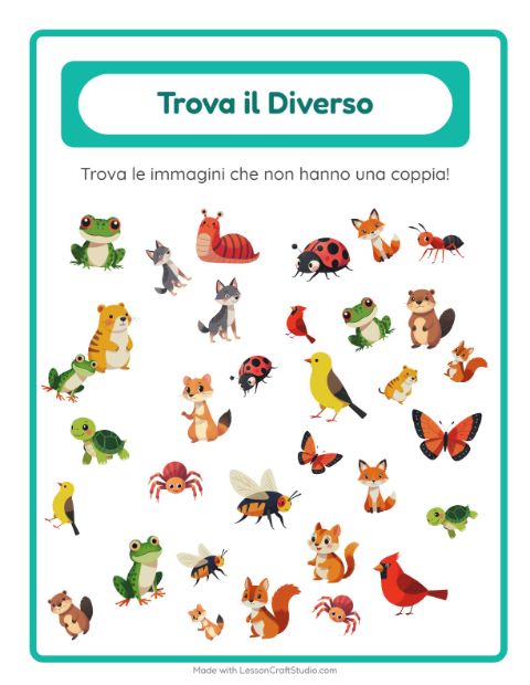 Anteprima della scheda di Trova Gli Oggetti con Creature della foresta per Scuola dell'infanzia (5-7 anni)
