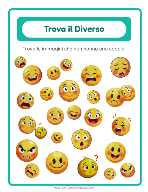 Anteprima della scheda di Trova Gli Oggetti con Emozioni per Scuola dell'infanzia (5-7 anni)
