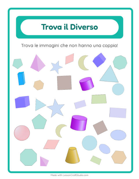 Anteprima della scheda di Trova Gli Oggetti con Forme per Scuola dell'infanzia (5-7 anni)