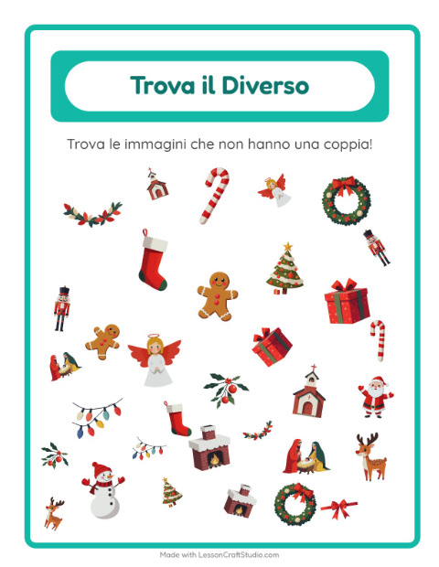 Anteprima della scheda di Trova Gli Oggetti con Natale per Scuola dell'infanzia (5-7 anni)