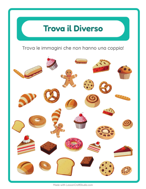 Anteprima della scheda di Trova Gli Oggetti con Panetteria per Scuola dell'infanzia (5-7 anni)