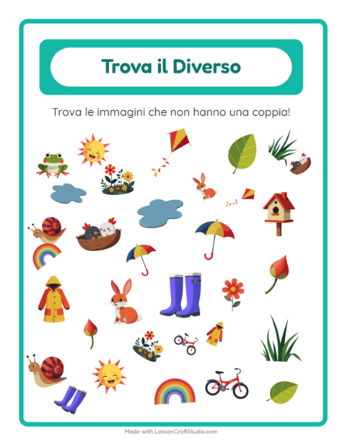 Anteprima della scheda di Trova Gli Oggetti con Primavera per Scuola dell'infanzia (5-7 anni)