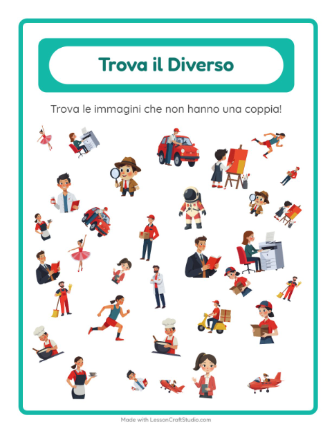 Anteprima della scheda di Trova Gli Oggetti con Professioni per Scuola dell'infanzia (5-7 anni)