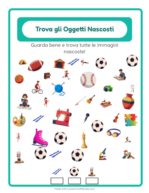 Anteprima della scheda di Trova Gli Oggetti con Attività per Scuola dell'infanzia (5-7 anni)
