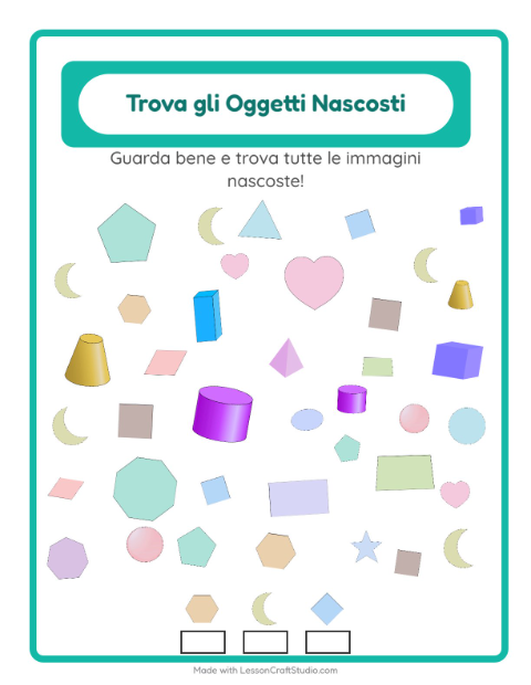 Anteprima della scheda di Trova Gli Oggetti con Forme per Scuola dell'infanzia (5-7 anni)