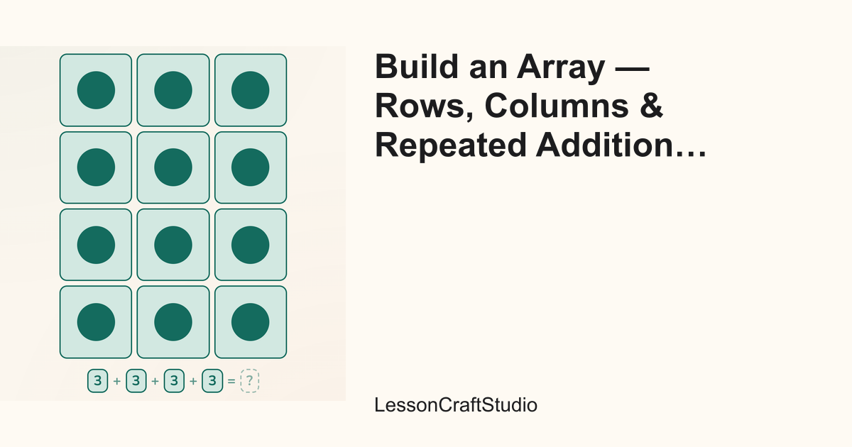 Build an Array — Rows, Columns & Repeated Addition (Grade 2 ...