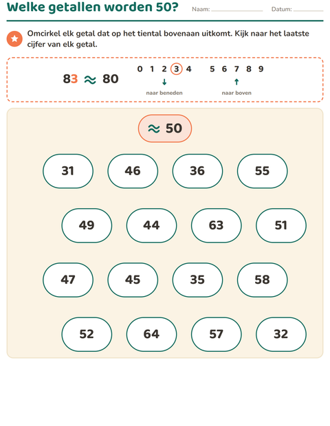 Welke getallen worden 50?
