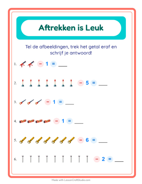 Aftrekken tot 10 – Gereedschap
