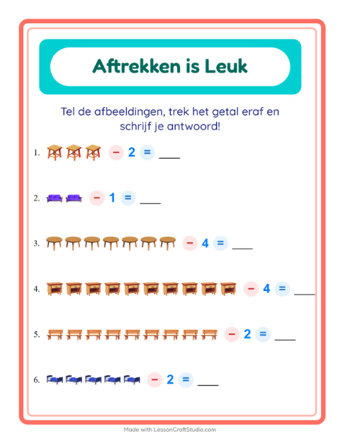 Aftrekken tot 10 – Meubels