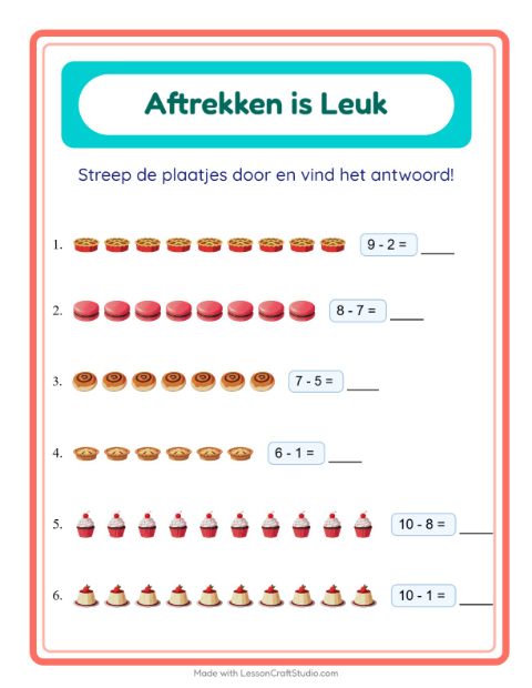 Aftrekken tot 10 – Desserts en snoep