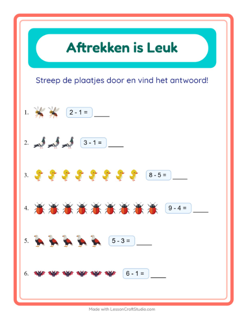 Aftrekken tot 10 – Dingen die vliegen