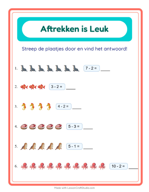 Aftrekken tot 10 – Oceaanleven