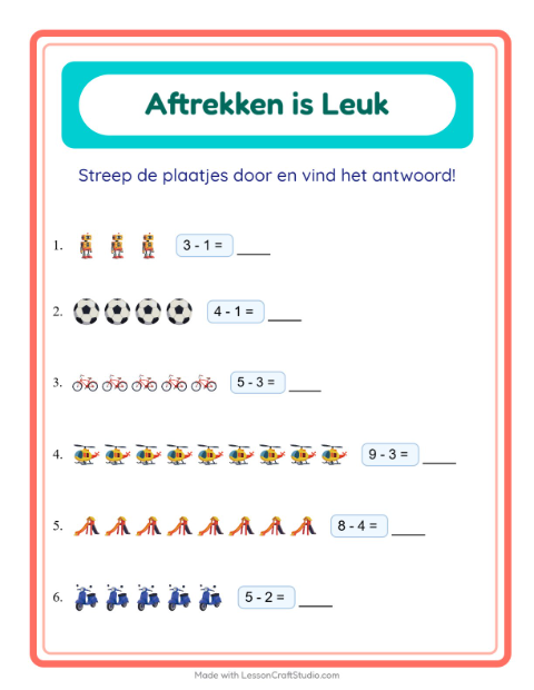 Aftrekken tot 10 – Speelgoed