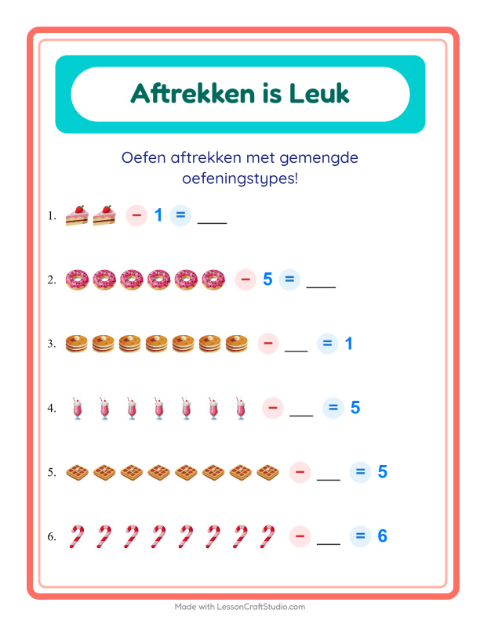 Aftrekken tot 10 – Desserts en snoep