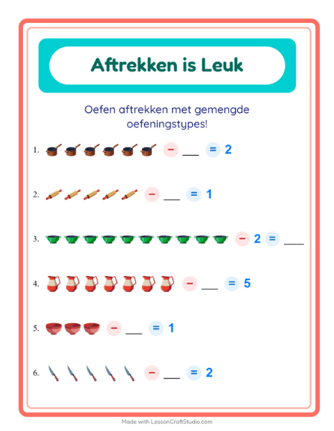Aftrekken tot 10 – Keukengerei