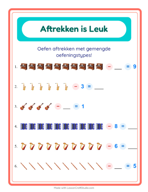 Aftrekken tot 10 – Muziek