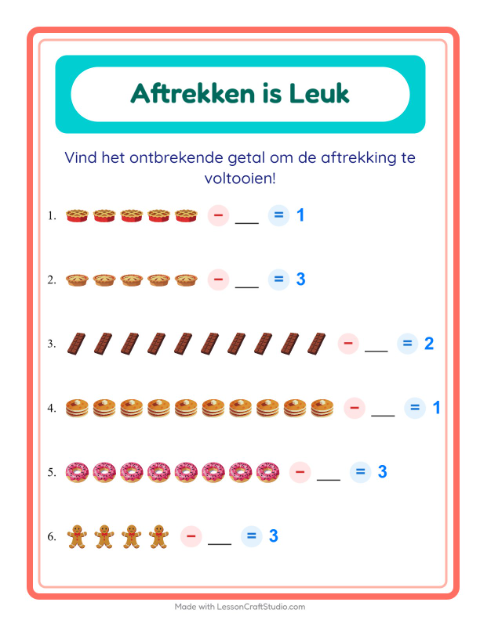 Aftrekken tot 10 – Desserts en snoep