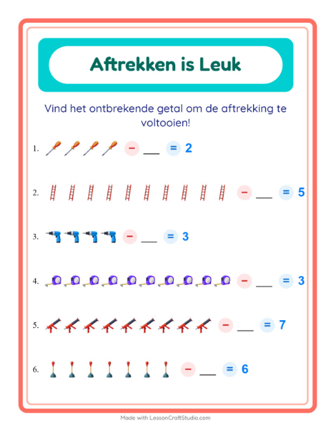 Aftrekken tot 10 – Gereedschap