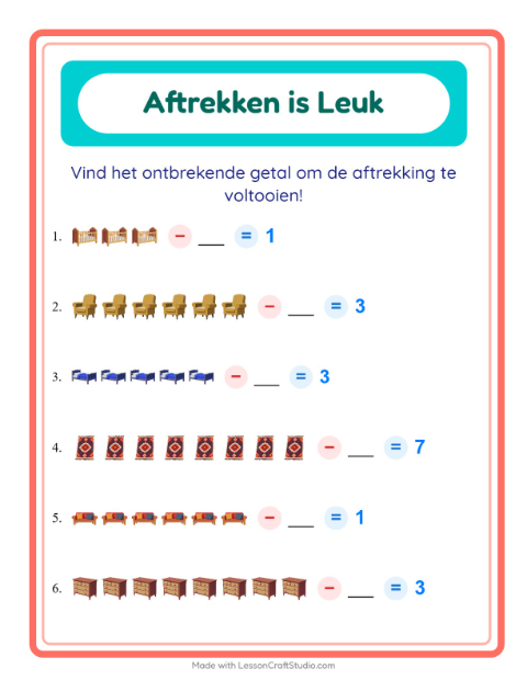 Aftrekken tot 10 – Meubels