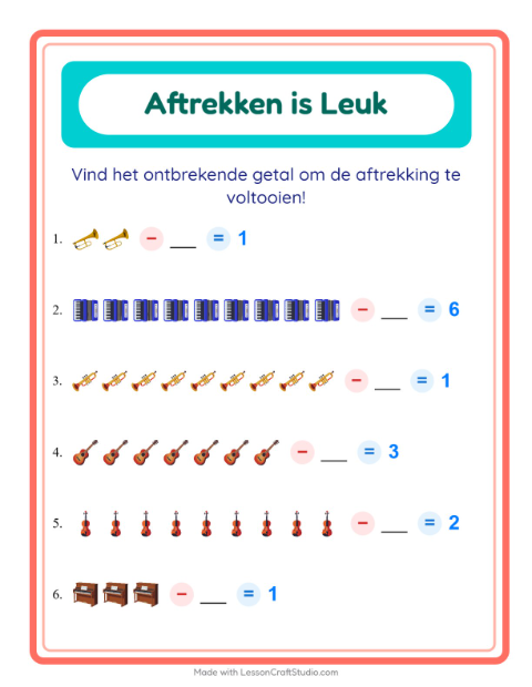 Aftrekken tot 10 – Muziek
