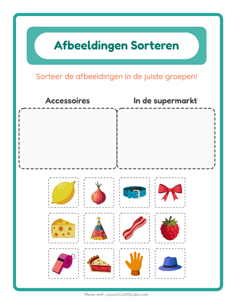 Plaatjes sorteren: Accessoires en In de supermarkt