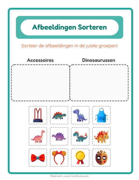 Plaatjes sorteren: Accessoires en Dinosaurussen