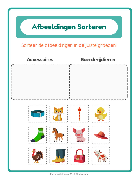 Plaatjes sorteren: Accessoires en Boerderijdieren