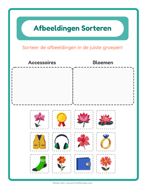 Plaatjes sorteren: Accessoires en Bloemen