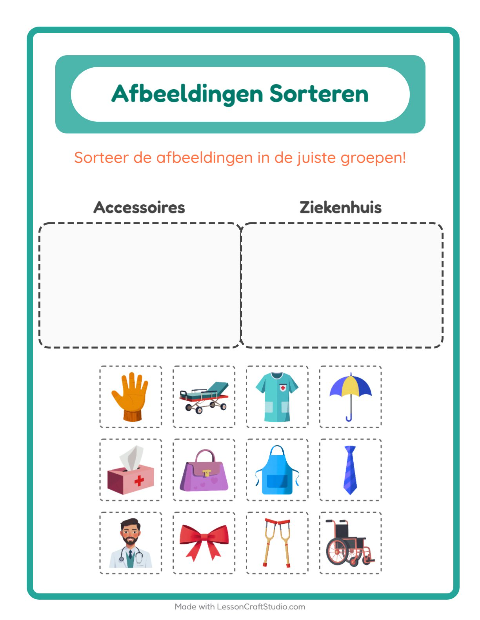 Plaatjes sorteren: Accessoires en Ziekenhuis