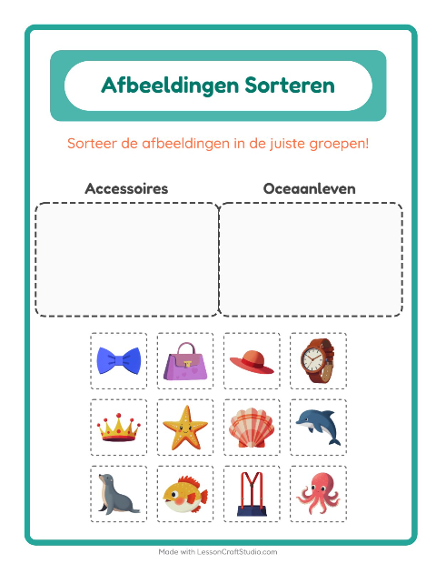 Plaatjes sorteren: Accessoires en Oceaanleven