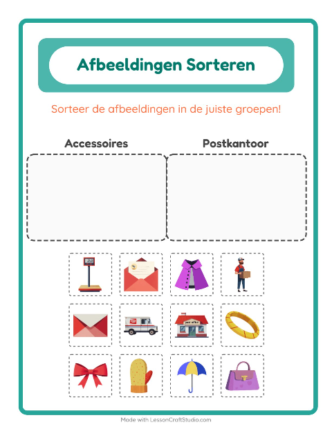 Plaatjes sorteren: Accessoires en Postkantoor