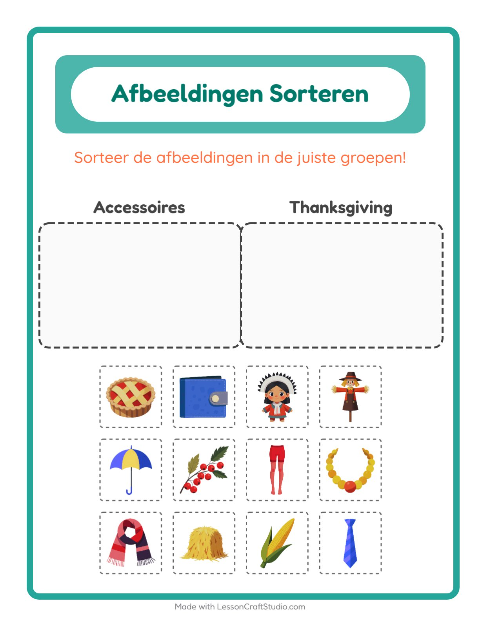Plaatjes sorteren: Accessoires en Thanksgiving