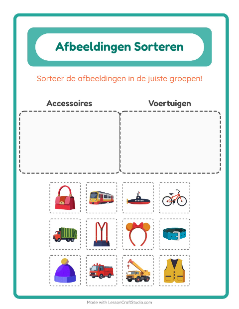 Plaatjes sorteren: Accessoires en Voertuigen