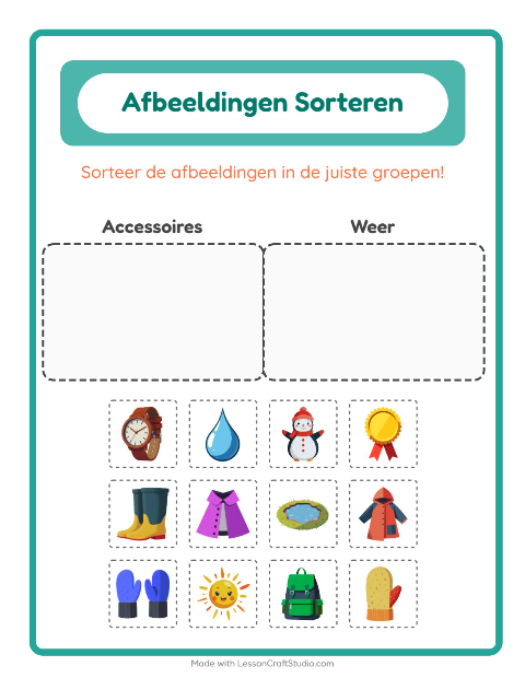 Plaatjes sorteren: Accessoires en Weer