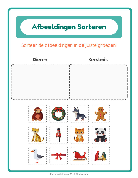 Plaatjes sorteren: Dieren en Kerstmis