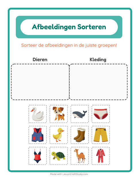 Plaatjes sorteren: Dieren en Kleding