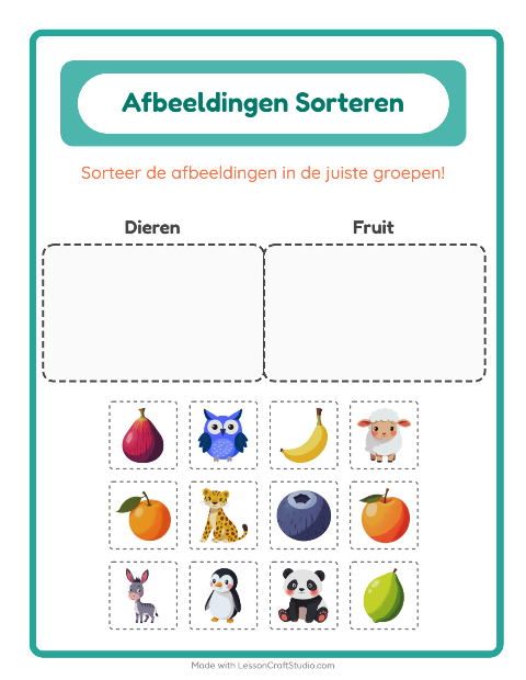 Plaatjes sorteren: Dieren en Fruit