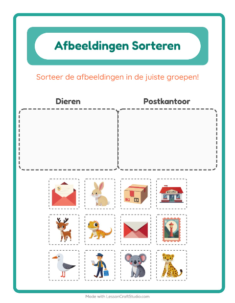 Plaatjes sorteren: Dieren en Postkantoor