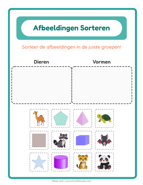 Plaatjes sorteren: Dieren en Vormen