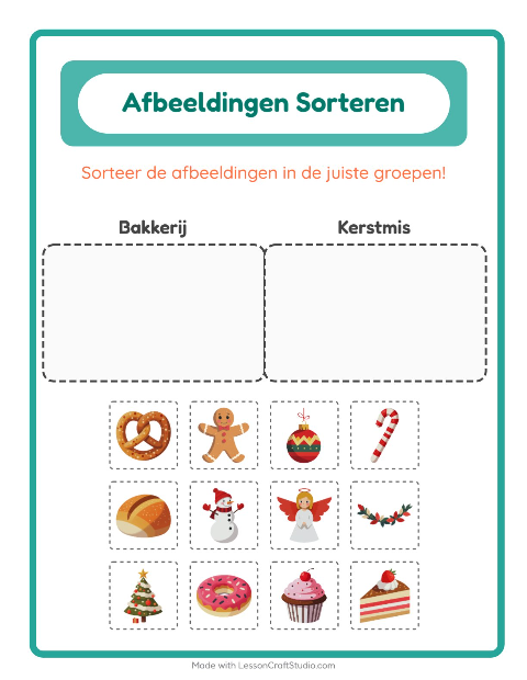 Plaatjes sorteren: Bakkerij en Kerstmis