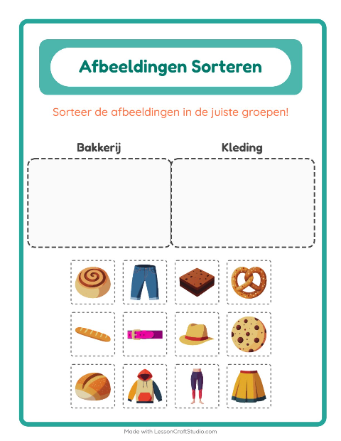 Plaatjes sorteren: Bakkerij en Kleding