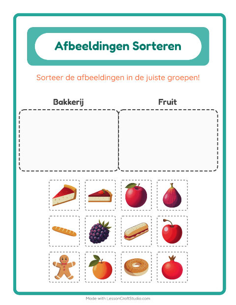 Plaatjes sorteren: Bakkerij en Fruit