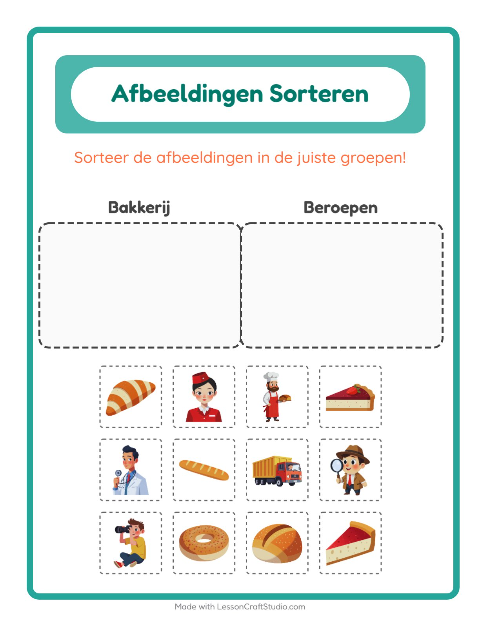 Plaatjes sorteren: Bakkerij en Beroepen
