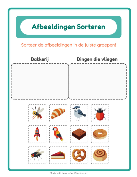 Plaatjes sorteren: Bakkerij en Dingen die vliegen
