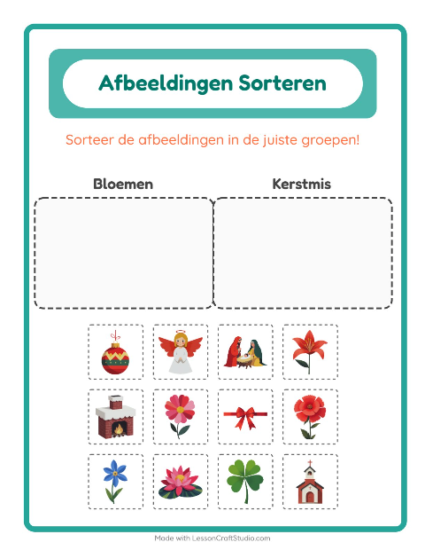 Plaatjes sorteren: Bloemen en Kerstmis