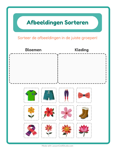 Plaatjes sorteren: Bloemen en Kleding