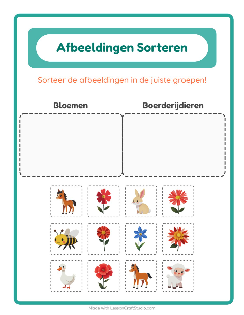 Plaatjes sorteren: Bloemen en Boerderijdieren